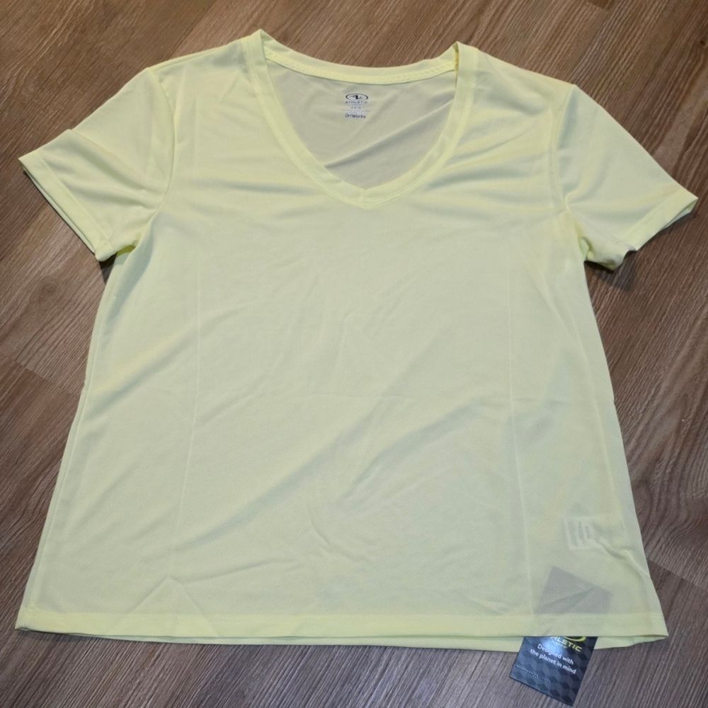 Nwt Neon Yellow Vneck Athletic Short Sleeve Top Medium — image 5 of 8